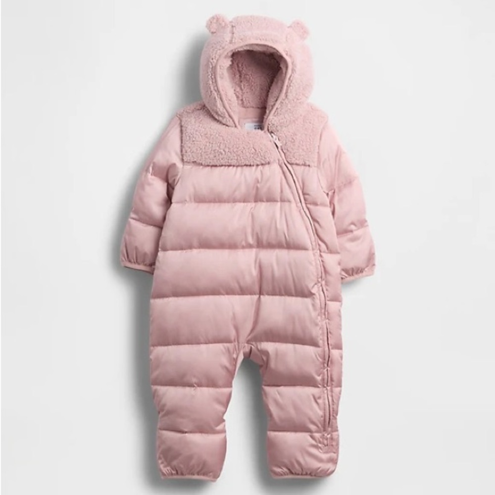 Gap Pink Baby Snowsuit with Bear Ears